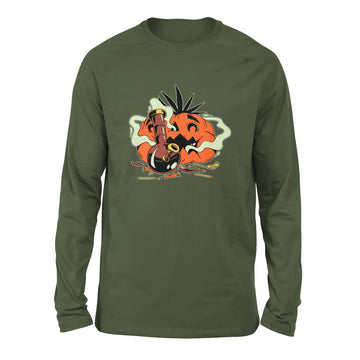 Baked Pumpkin Men/Unisex Drop Shoulder Sweatshirt in Military Green color
